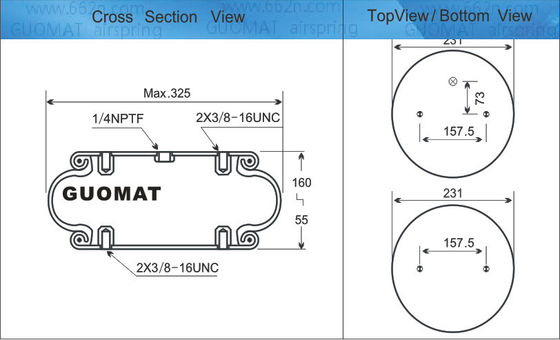 FS 330-11 CI Contitech কনভোল্টেড শক / একক কনভোলশন এয়ার অ্যাকুয়েটর ফায়ারস্টোন এয়ার স্প্রিং বেলস নম্বর 19