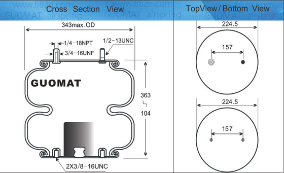 FD 331-26 541 Contitech এয়ার স্প্রিং ত্রিভুজ 6375 / 4480 ডাবল কনভোল্টেড এয়ার ব্যাগ জন্য হিস্টার 10315