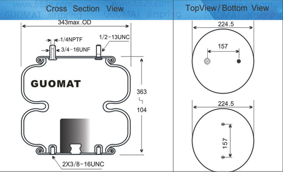 Contitech FD 331-26 514 সাসপেনশন এয়ার স্প্রিং এয়ার ইনলেট 1/4-18 NPTF এয়ার ব্যাগ