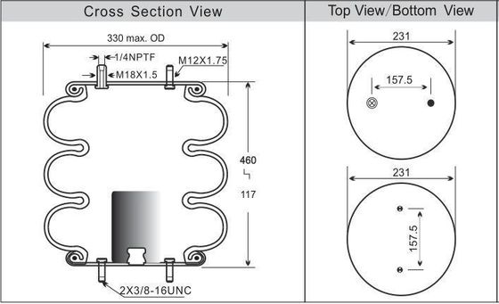 Contitech এয়ার বেলস FT 330-29 520 এয়ার রাইড সাসপেনশন মেশিন বিচ্ছিন্নতার জন্য