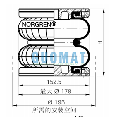 মূল Norgren PM/31062 ডাবল কনভোলুশন এয়ার Bellow 6'X2 কম্প্যাক্ট এয়ার স্প্রিং