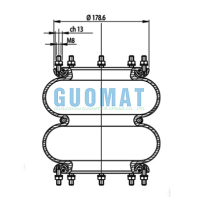 GUOMAT 2H235152 ফ্ল্যাঞ্জ এয়ার স্প্রিং প্রতিস্থাপন T291/2 ডাবল কনভোল্টেড ইন্ডাস্ট্রিয়াল এয়ার ব্যাগ VOLVO 365461