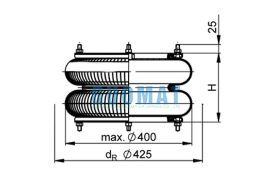 FD 614-26 কন্টিনেন্টাল ফ্ল্যাঞ্জ এয়ার স্প্রিং ১৪"১/২x২ রাবার এয়ার বেলো কার্টন তৈরির মেশিনের জন্য