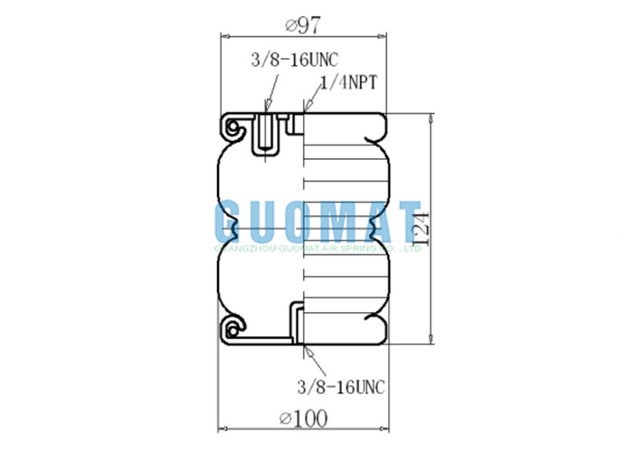 GUOMAT 2B2200 ডাবল কনভোলুটেড ইন্ডাস্ট্রিয়াল এয়ার স্প্রিং 1/4NPT এয়ার ইনলেট সাসপেনশন এয়ার শক