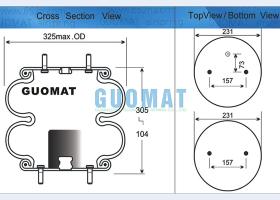 FD 330-22 337 Contitech ডাবল কনভোল্টেড ইন্ডাস্ট্রিয়াল এয়ার স্প্রিং W01-358-7401 স্টাড সংযোগ সহ ফায়ারস্টোন এয়ার বেলুন