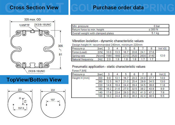 2B12-425 গুডইয়ার এয়ার স্প্রিং 578923309 ত্রিভুজ 6316/4363 লিল্যান্ডের জন্য SC2075 এয়ার ব্যাগ