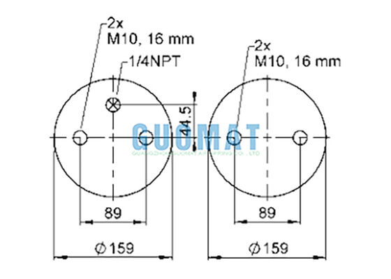 FD 200-19 1/4 M10 Contitech সাসপেনশন এয়ার শক 72047 ডাবল কনভোলিউটেড এয়ার স্প্রিং
