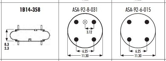 578-91-3-352 গুডইয়ার এয়ার স্প্রিং 1B14-358 কনটিকেট FS530-14 339